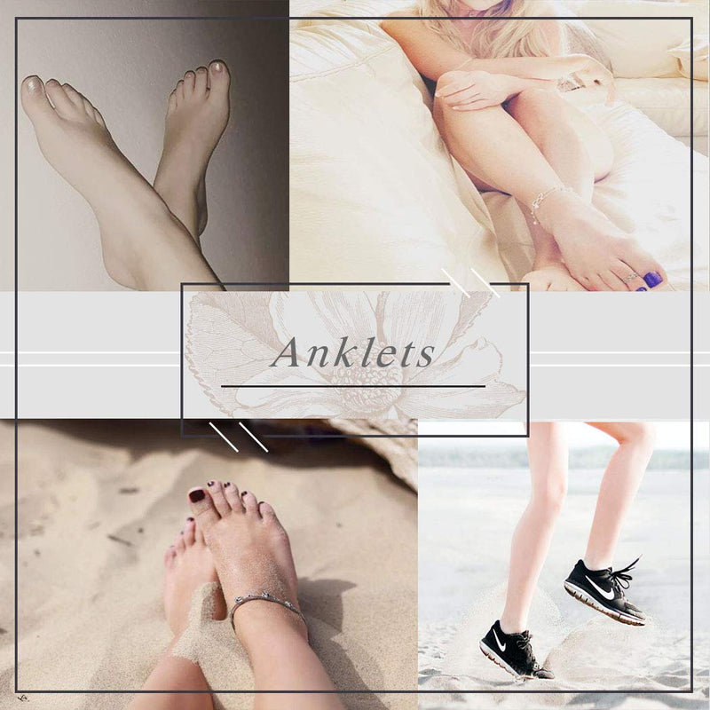 [Australia] - Jozape Vintage Anklets Set Gold Disc Anklets Star Foot Anklets Lightning Anklets for Women and Girls(4Pcs) 
