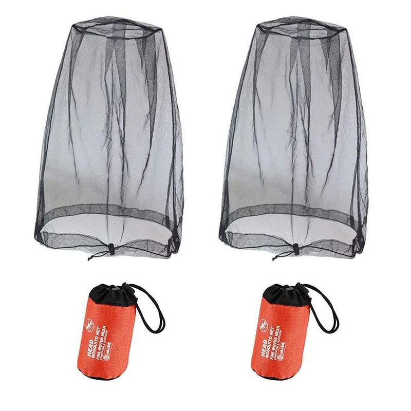 [Australia] - 2 Pcs Midge Head Net with Storage Bag Face Net Mesh Nylon Mosquito Head Net for Outdoor Hiking Camping Climbing Fishing and Walking 