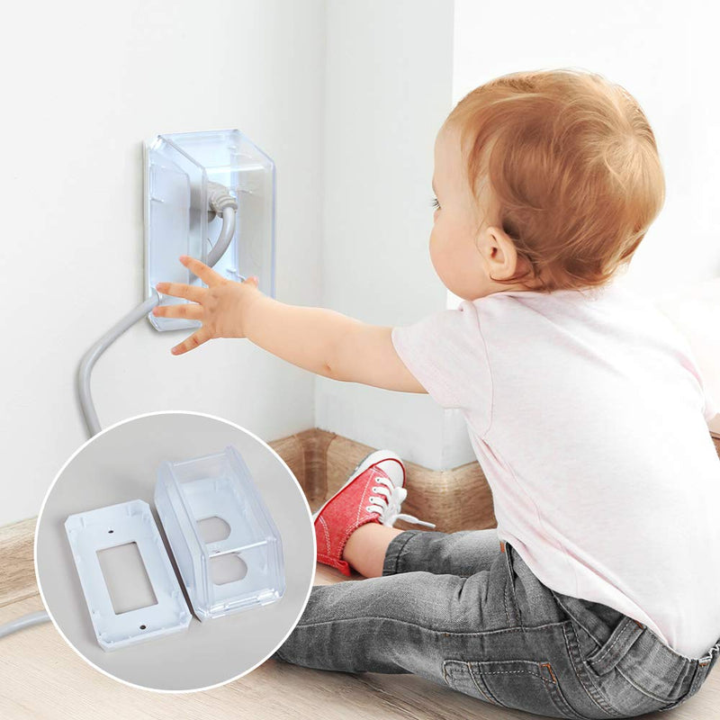 [Australia] - EUDEMON Baby Safety Electrical Outlet Cover Box Childproof Large Plug Cover for Babyproofing Outlets Easy to Install & Use (Transparent) Transparent 