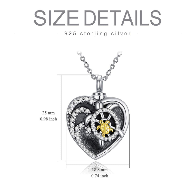 [Australia] - ELFRONT Cremation Jewelry for Ashes Sterling Silver Urn Necklaces for Ashes Turtle-Shape Mother and Daughter Memorial Pendant Pet Ashes Perfume Pill Keepsake Gifts 