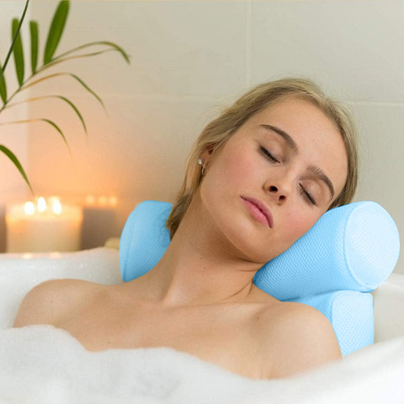 [Australia] - Mesh Spa Bath Pillow for Bathtub, Luxury Bath Pillows for Tub Head Neck Shoulder Support Bath Accessories with 6 Powerful Suction Cups Blue 