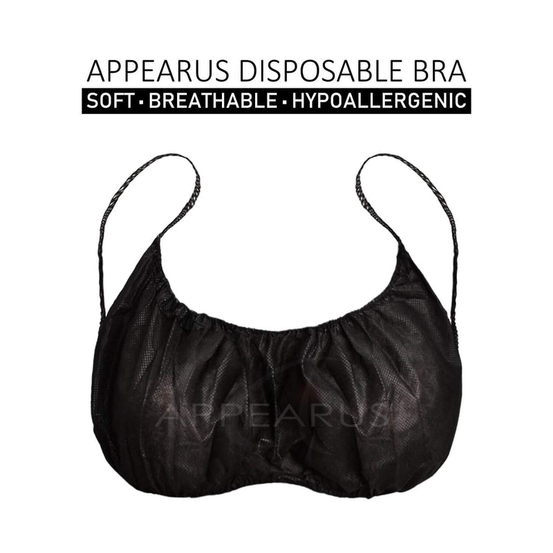 [Australia] - Appearus 50 Ct. Disposable Bras - Women's Disposable Spa Top Underwear Brassieres for Spray Tanning, Individually Pack (Black/DB101BLK) 