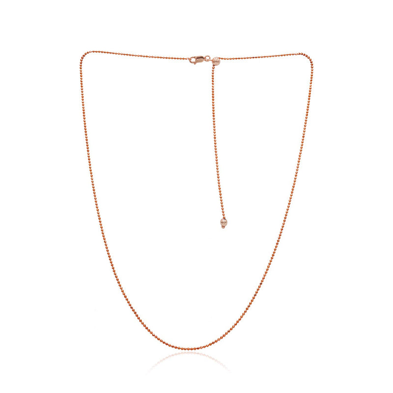 [Australia] - Sea of Ice Sterling Silver 1mm Round Ball Bead Chain Adjustable Necklace for Women, Size 22" Italy Rose Gold 