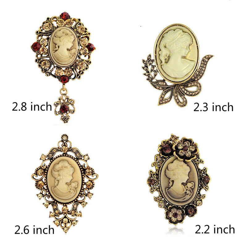 [Australia] - Ezing 4Pcs Brooch Lot with Large Big Size Rhinestone Crystal Fashion Jewelry Brown 