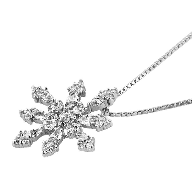 [Australia] - Korliya Winter Silver Snowflake Pendant Necklace with Box Chain Snowflake-3 