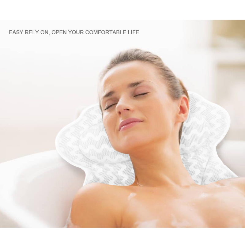 [Australia] - Luxury Bath Pillow with 6 Strong Suction Cups for Tub, Extra Large Size Pillow Bath Cushion for Bathtub, Hot Tub, Jacuzzi, Home Spa Pillow Support for Head, Neck, Back and Shoulders 