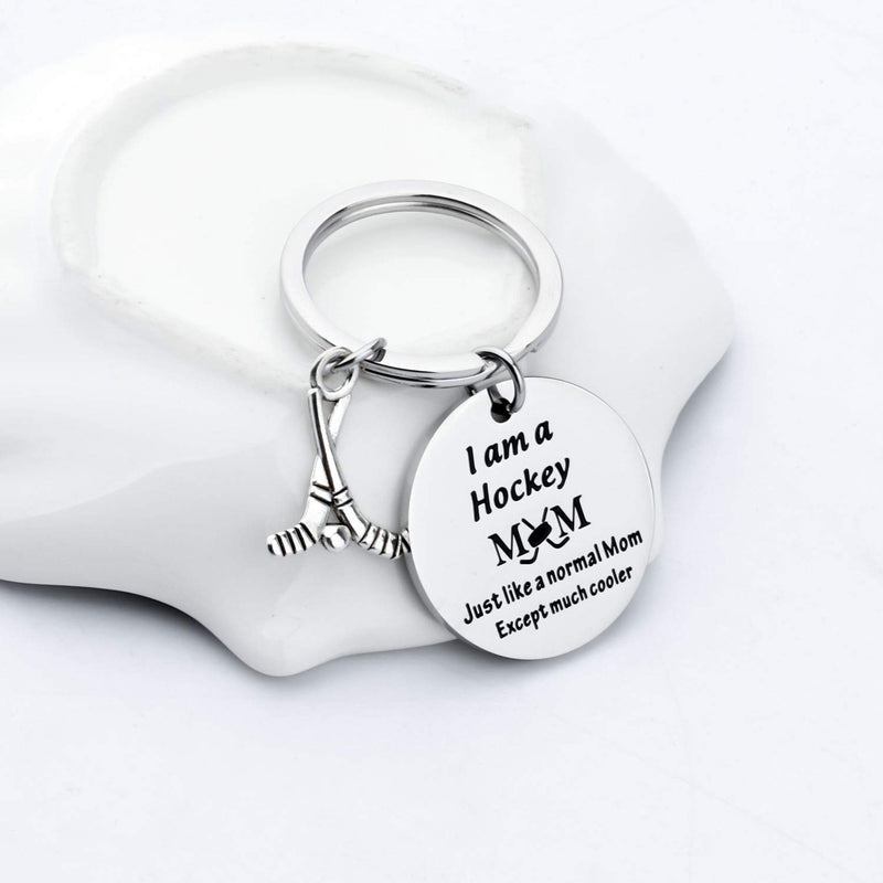 [Australia] - FUSTMW Hockey Mom Gifts Hockey Keychain I am a Hockey MOM Jewelry Hockey Mom Charm for Hockey Players Gifts silver 