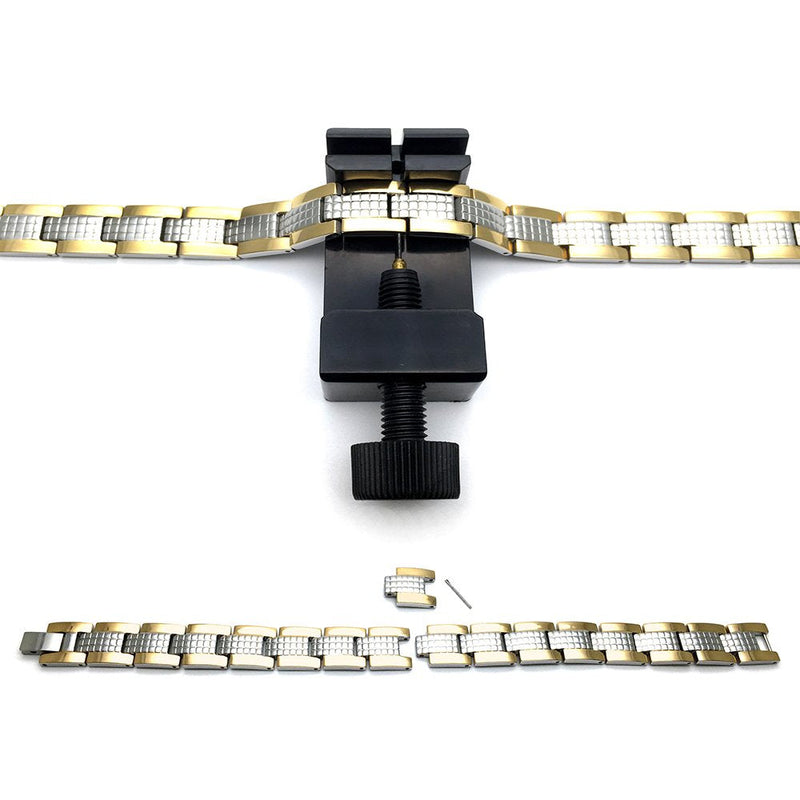[Australia] - Steel Ladies Link Bracelet with Magnets Germanium, Negative Ion, Far Infrared, Free Link Removal Kit Metal Color: Silver-01 