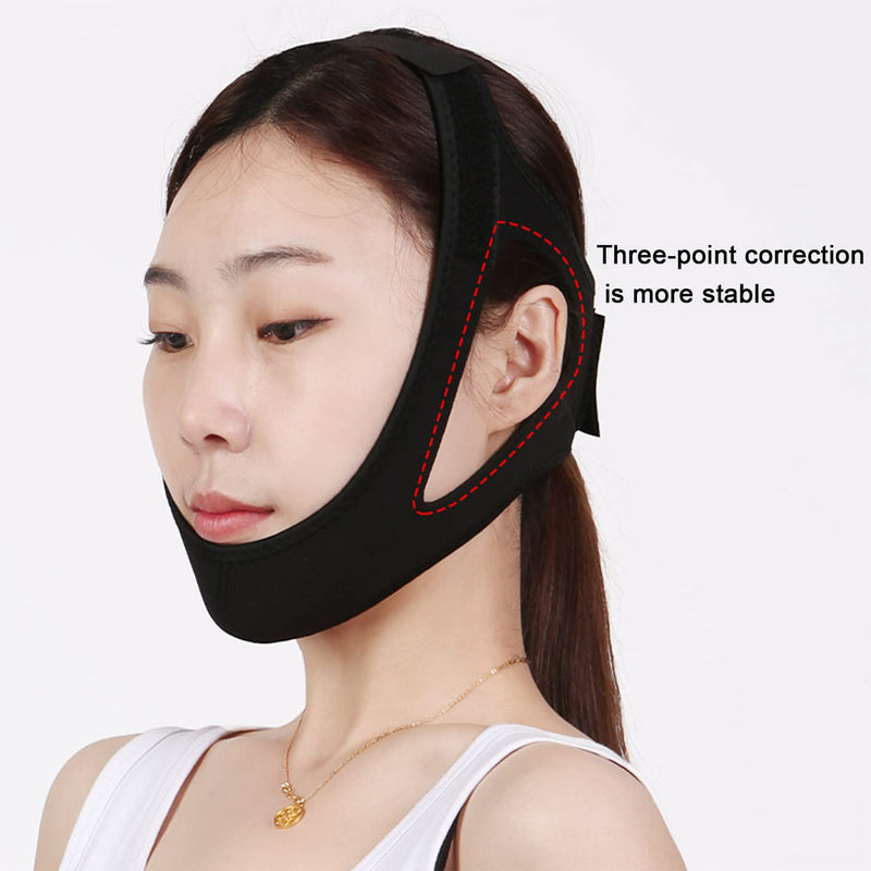 [Australia] - Anti Snoring Chin Strap Stop Snoring Aids Breathable Stop Snore Chin Strap Snoring Solution Snore Stopper Adjustable Anti Snoring Belt Stop Snoring Device for Men, Women, CPAP Users, Mouth Breather Black 