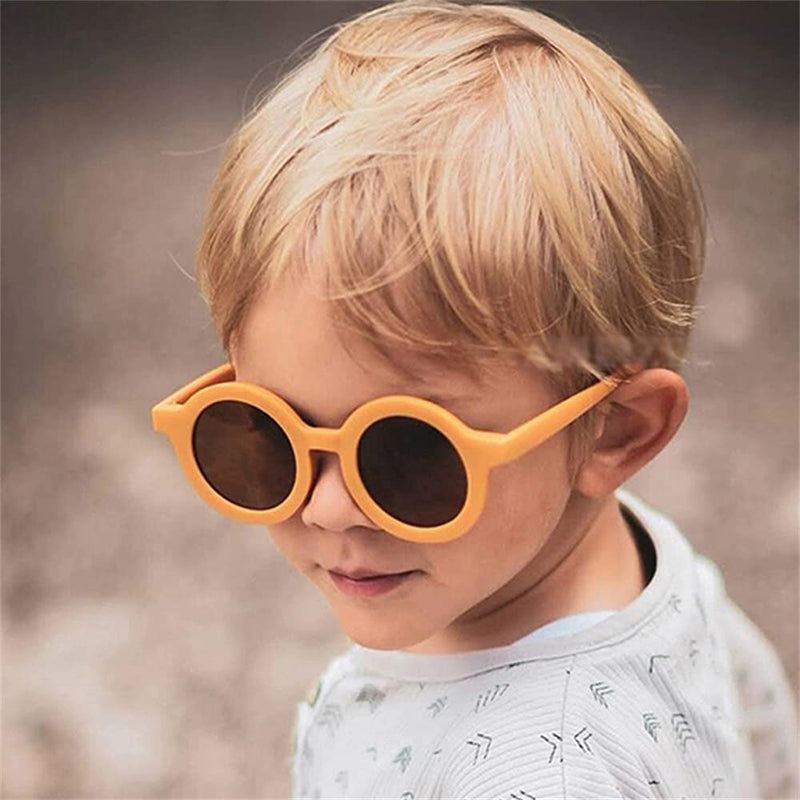 [Australia] - Kids Sunglasses Cute Round UV400 Protection Glasses for Boys Girls Age 1-7 2 Pack Cream+yellow 