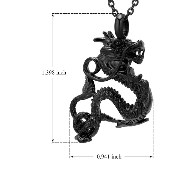 [Australia] - Dragon Cremation Jewelry for Ashes Stainless Steel Pendant Keepsake Memorial Jewelry Cremation Ash Urn Necklace for Man Women Black 