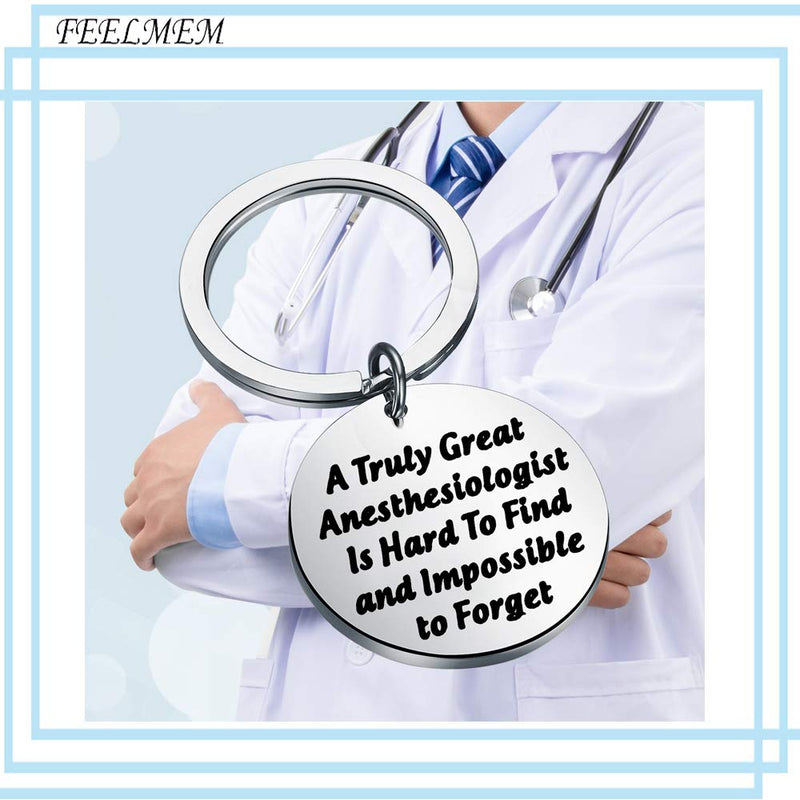 [Australia] - FEELMEM Anesthesiologist Gifts Anesthesiologist Technician Gift CRNAS Gift A Truly Great Anesthesiologist is Hard to Find Keychain Gift for Anesthetist Doctor Nurse Anesthetist silver 