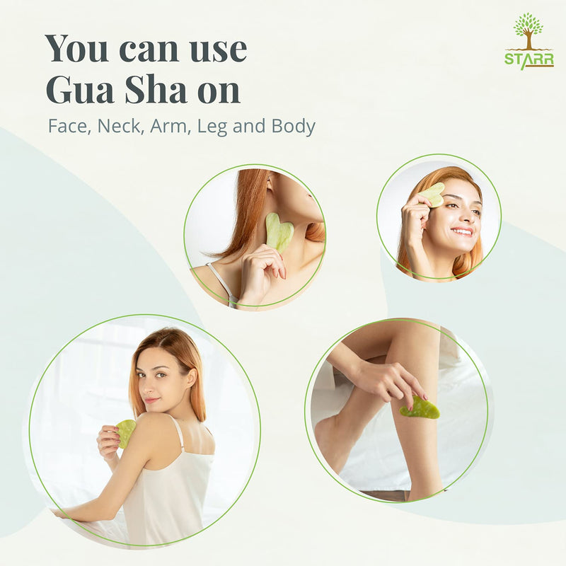 [Australia] - STARR-GIA Certified 100% Xiuyan Jade Gua Sha Massage Tool-Face Massager Reduces Puffiness-Gua Sha Facial Tools Promotes Blood Flow-Easy to Hold Face Sculpting Tool-Trigger Point Acupuncture 