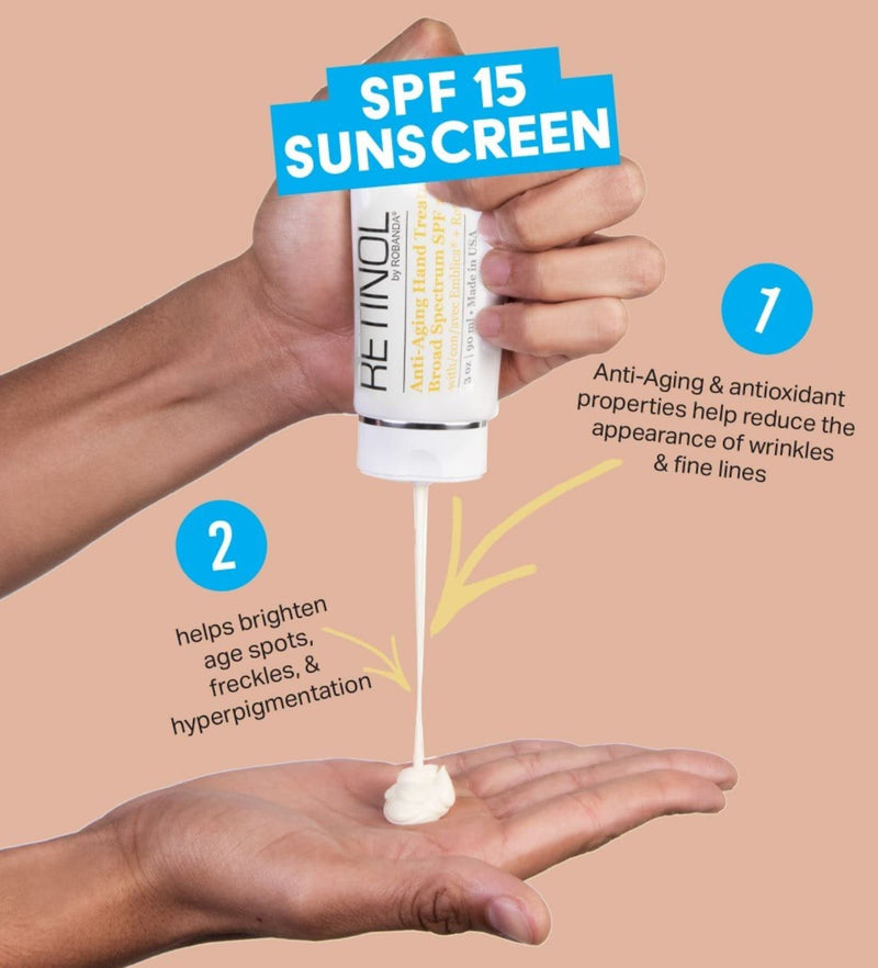 [Australia] - Retinol by Robanda Anti-Aging Hand Treatment │ Broad Spectrum SPF 15 + Retinol Cream to Repair Dry Skin 