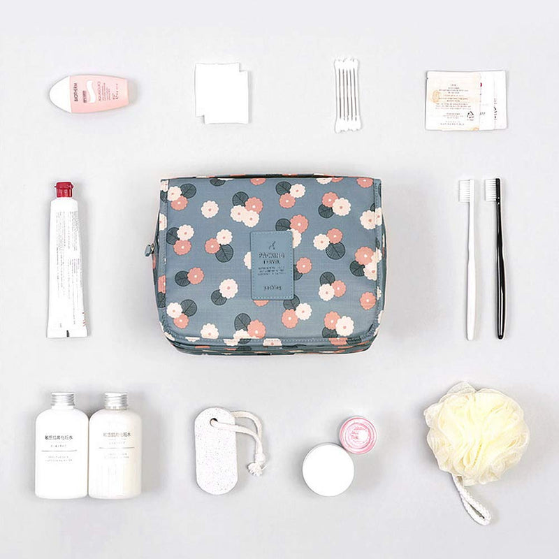 [Australia] - pengxiaomei Toiletry Bag, Waterproof Hanging Cosmetic Bag Travel Cosmetic Kit Handle Organizer Bag with Hook for Women Girls(Blue) 