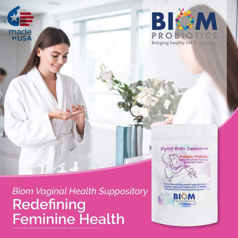 [Australia] - Biom Vaginal Probiotic Suppository: Natural Vaginal pH and Odor Control Regimen; Balance and Nourishes Vaginal Microbiome; No Parabens, Fragrance-Free (30) 30 Count (Pack of 1) 