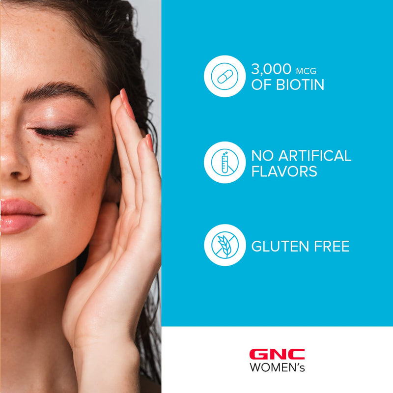 [Australia] - GNC Women's Hair, Skin & Nails | Daily Multivitamin Blend | Biotin (3,000 mcg), Hyaluronic Acid, Vitamins C & E with Niacin | Added Antioxidants | Supports Womens Health and Beauty | 120 Caplets 