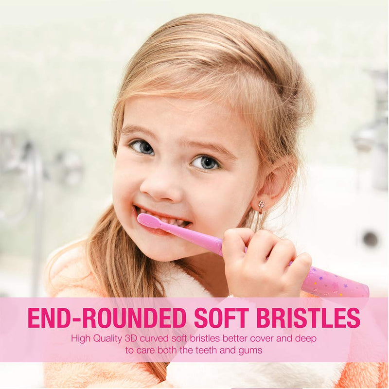 [Australia] - Vekkia Kids Electric Toothbrush Replacement Heads - 7X More Plaque Removal, End-Rounded 3D Curved Soft Bristles, Comfortable & Efficient Clean Teeth, Perfect for Kid Small Mouth, Pink (4 Pack) Pink Head 