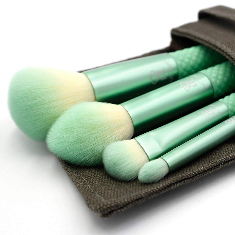 [Australia] - MODA Renew, Full Size 5pc Complete Makeup Brush Kit with Pouch, Includes - Buffer, Contour, Shader, and Detail Brushes, Mint Green 