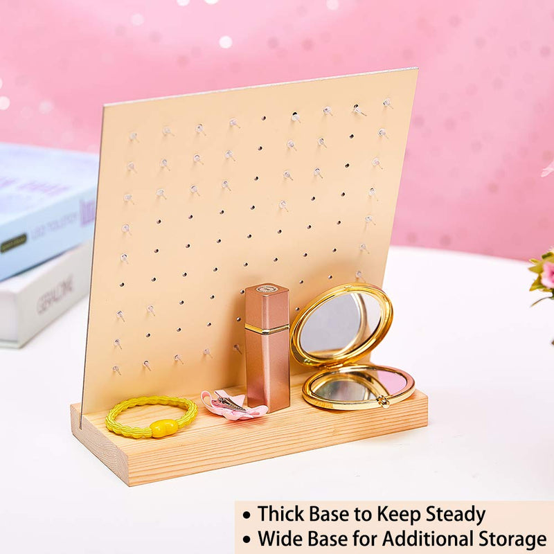 [Australia] - FIOBEE Earring Holder Stand Unicorn Earrings Organizer Wood Jewelry Rack Display for Girls Ear Stud Storage with 81 Holes Yellow 