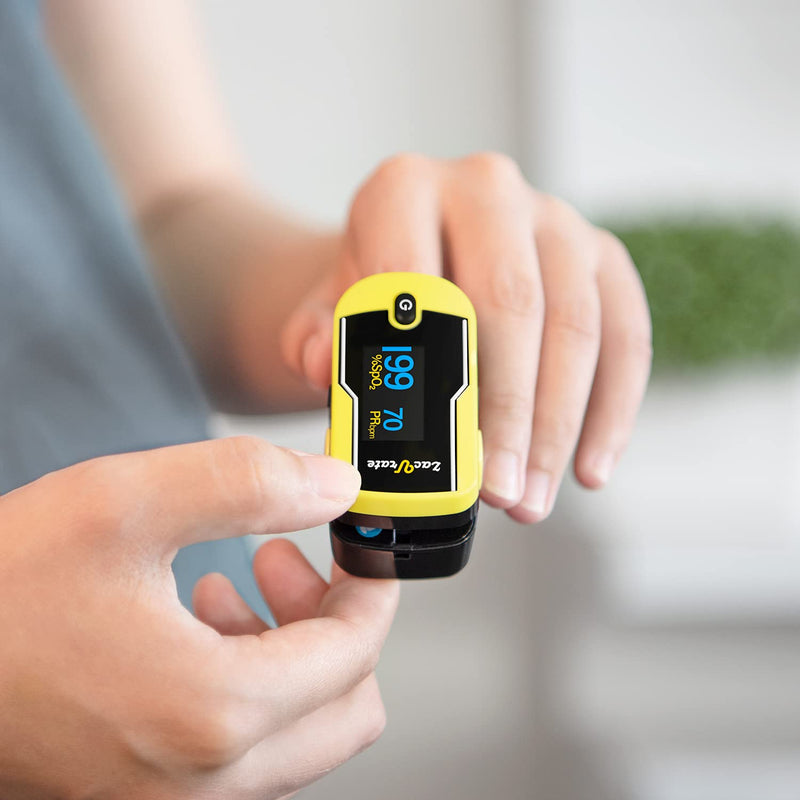 [Australia] - Zacurate 500F Fingertip Pulse Oximeter Blood Oxygen Saturation Monitor with Lanyard Included (Sunny Yellow), (NO Batteries) 