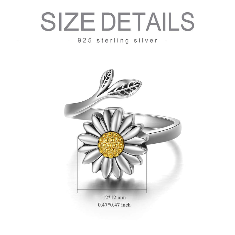 [Australia] - Sunflower Cremation Ring for Ashes 925 Sterling Silver Daisy Urn Ring Jewelry Keepsake Hair Memorial Locket for Women Mom 6 