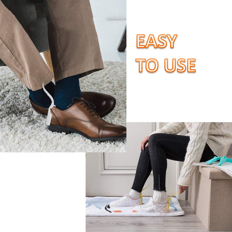 [Australia] - 8 Packs Portable Lazy Shoes Helper Shoe Wear Helper Shoe Lifting Helper for Men Women Kids, Sock Slider Handled Shoe Horn for Seniors, Elderly, Disabled, Fits All Shoes, Blue and Grey 