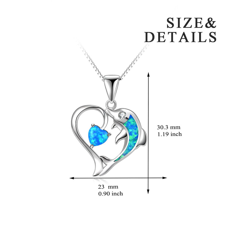 [Australia] - SOULMEET Sterling Silver Butterfly Bee Dolphin Elephant Cats Snake Rose Flower Necklace for Women Girls Cute Animals Hearts Jewelry Gifts Idea Christmas Dolphin Heart 