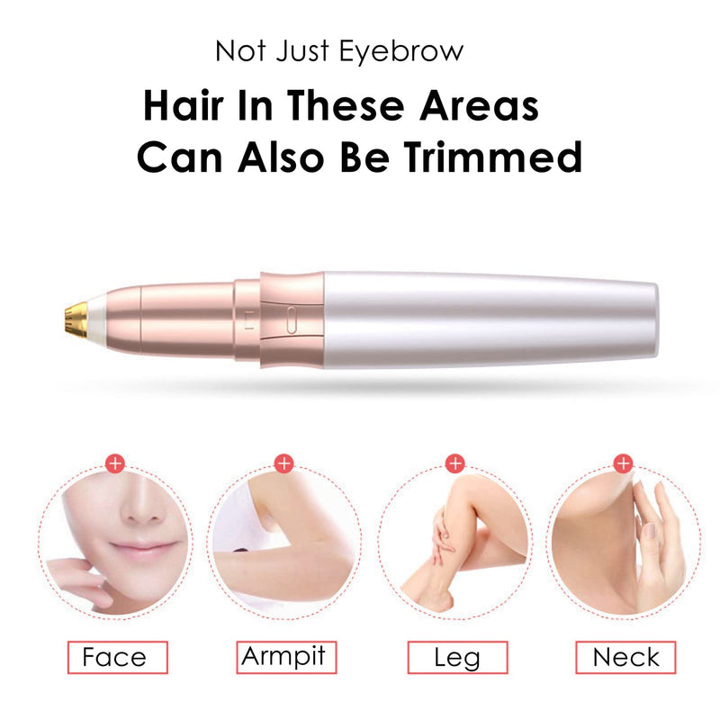 [Australia] - Eyebrow Trimmer for Women, Electric Flawless Hair Remover Eyebrow Trimmer Hair Remover Painless Eyebrow Razor Tool with LED Light for Face Lips Nose 