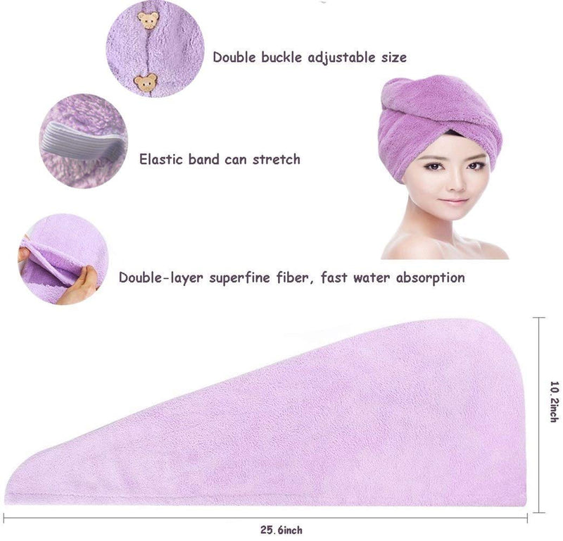 [Australia] - VIP-OOH Microfiber Hair Towel Wrap for Women, Hair Drying Towels, Super Absorbent Quick Dry Hair Turban, Double Thicken Ultra Absorbent Fast Dry Hair Hat, Fits All Long & Thick Hair 