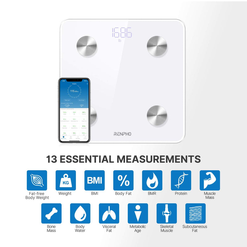 [Australia] - RENPHO Body Fat Scale Smart BMI Scale Digital Bathroom Wireless Weight Scale, Body Composition Analyzer-RENPHO Digital Food Scale, Kitchen Scale Weight Grams and oz for Baking 