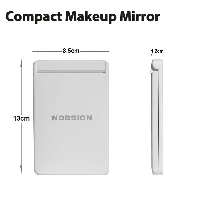 [Australia] - wobsion Travel Makeup Mirror, Rechargeable Lighted Compact Mirror,1x/3x Magnifying Mirror,300¬∞Flip Folding Portable Mirror, 2-Sided Magnetic Switch Handheld Mirror,Dimmable,Gifts for Girls,White White 