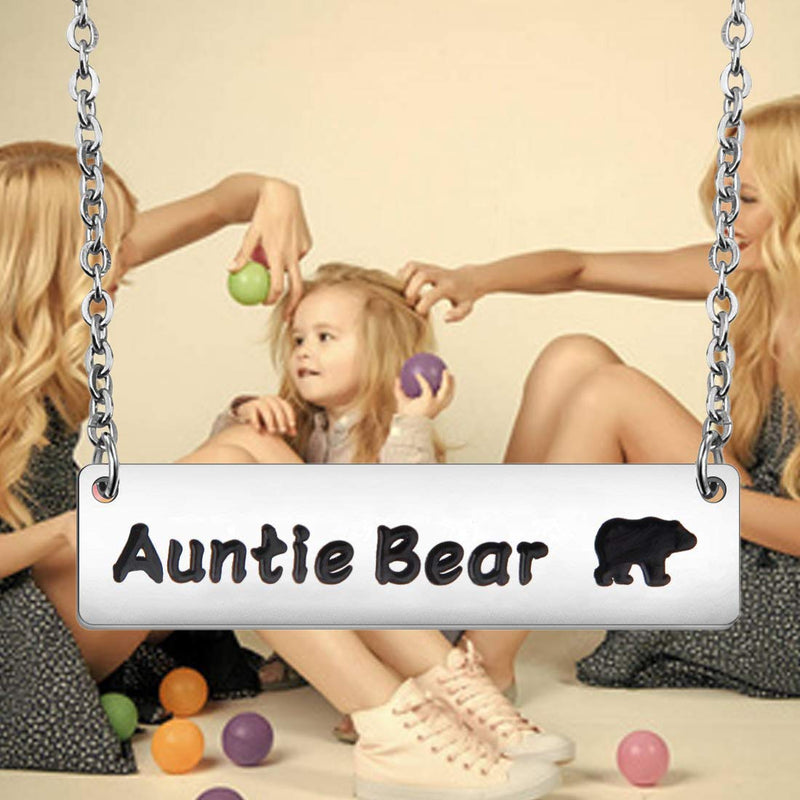 [Australia] - Zuo Bao Auntie Bear Necklace Aunt Bear Gift Aunty Bear Jewelry With 12 Months Birthstone Birthday Gift Family Jewelry For Her Silver 