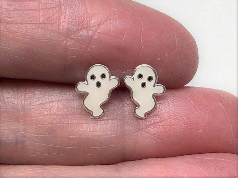[Australia] - Halloween Earrings - White Ghost - Sterling Silver Gift 
