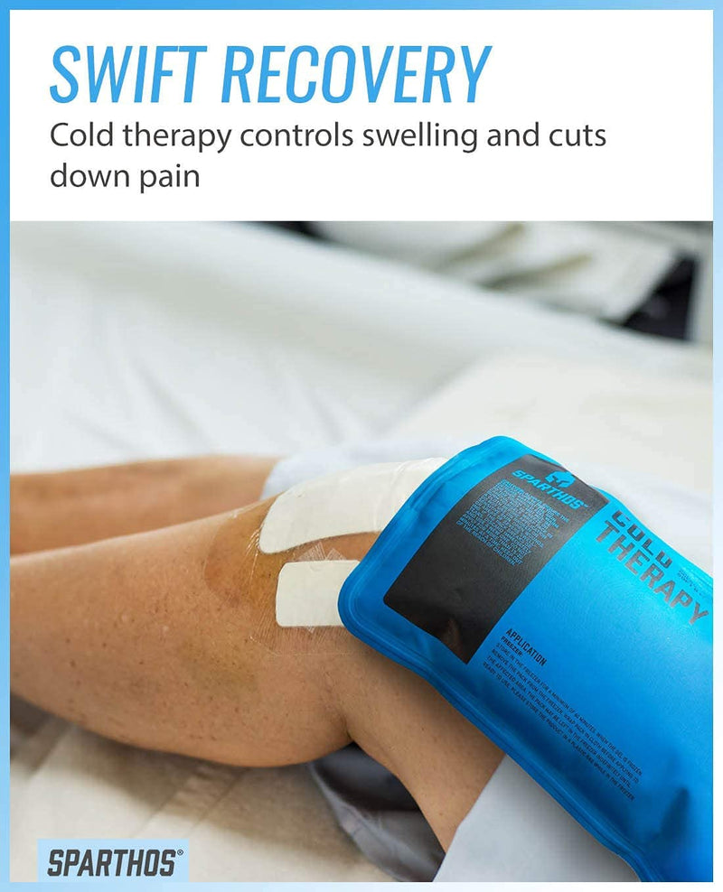 [Australia] - Sparthos Kinesiology Tape [Electric Blue Camo - 16.4ft Uncut Roll] x Ice Packs for Injuries [Size Medium + Cover] 