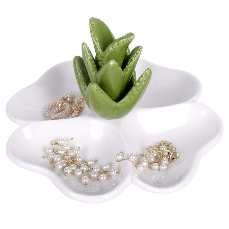 [Australia] - Autoark St. Patrick's Day Aloe Ring Holder Four-Leaf Clover Jewelry Tray,Home Decor Accent,Wedding Birthday Christmas Gifts,AJ-803 