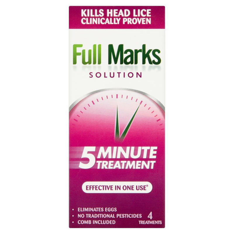 [Australia] - Full Marks Head Lice Solution, 4x 5 Minute Head Lice Treatment, 200ml, For Head Lice, Eggs, And Nits, Comb Included 