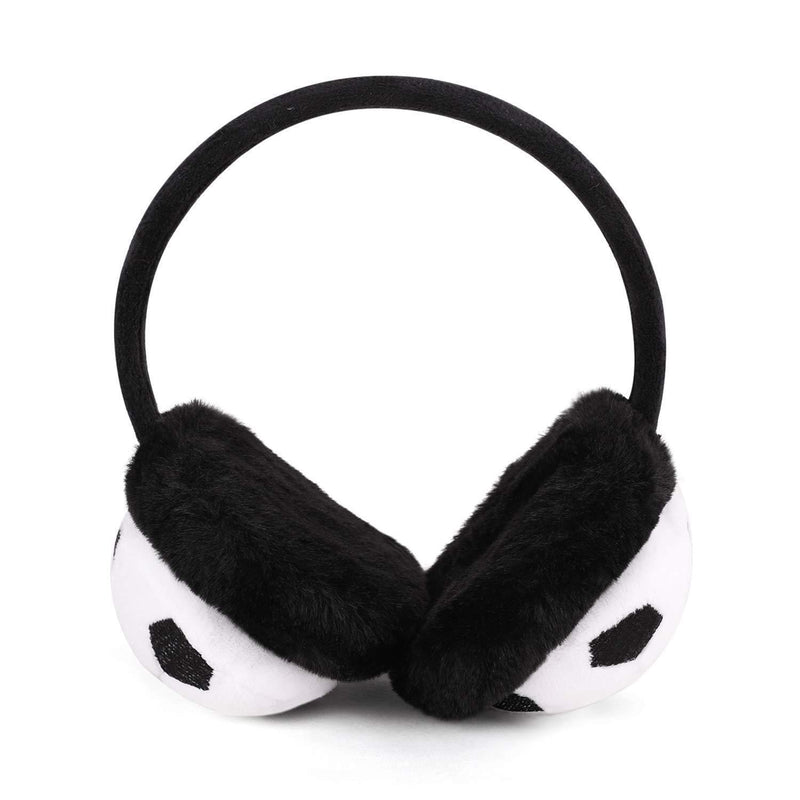 [Australia] - IPENNY Boys Girls Fur Earmuffs Cute Football Design Winter Fluffy Thermal Ear Warmers Handband Cold Weather Earplugs Comfortable Fashion Cartoon Ear Muffs Protector A-black(shipped from Uk) 