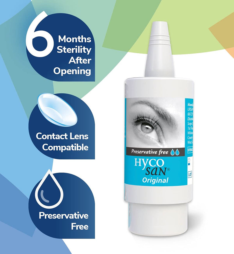 [Australia] - Hycosan Original - Preservative Free Eyedrops - Sodium Hyaluronate 0.1% - Eye Drops for Mild to Moderate Dry Eye Symptoms and Contact Lens Irritation - 7.5ml 