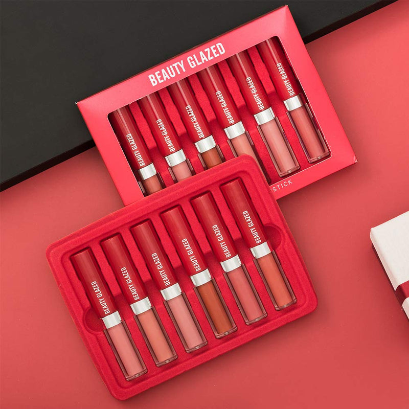 [Australia] - 6 Pcs Matte Liquid Lipstick Makeup Set, Non-Stick Cup Long-Lasting Wear Not Fade Waterproof Nude Red Velvet Lip Gloss Beauty Cosmetics Set 