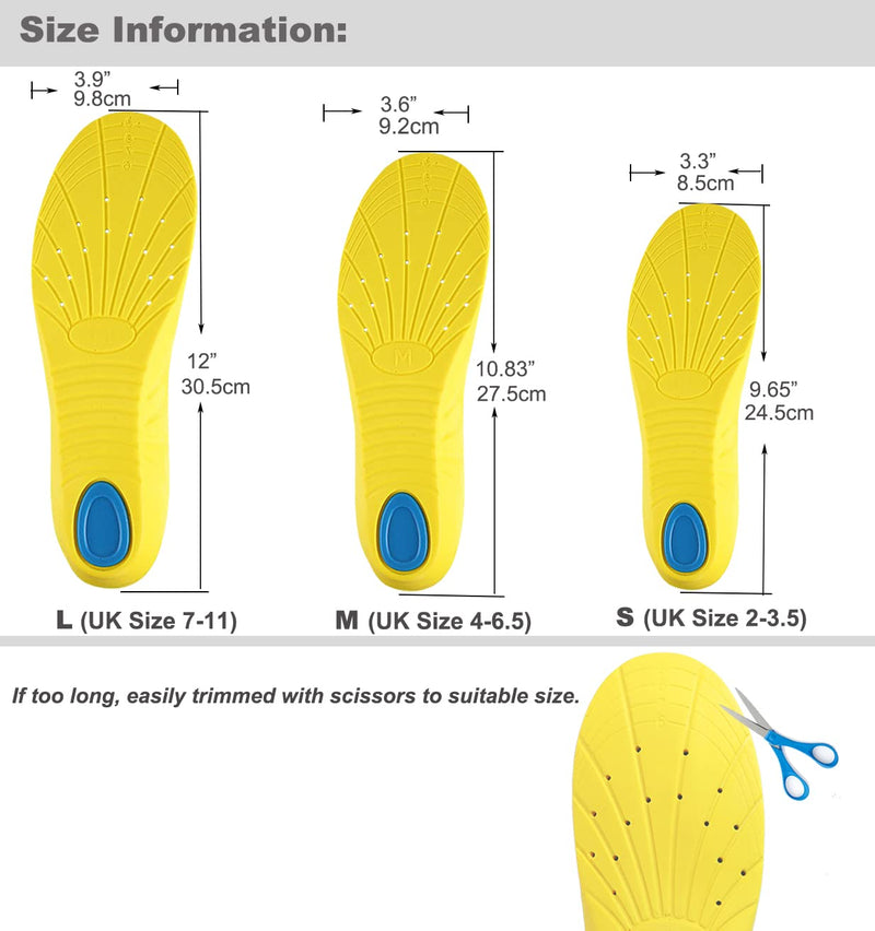 [Australia] - Shoe Insoles, Memory Foam Insoles, Shoes Insert for Women and Men, Kids, Providing Arch Support, Great Cushion and Shock Absorption, Relieve Foot Pain (M (Men's 6-9/ Women 7-11)) M (Men's 6-9/ Women 7-11) 