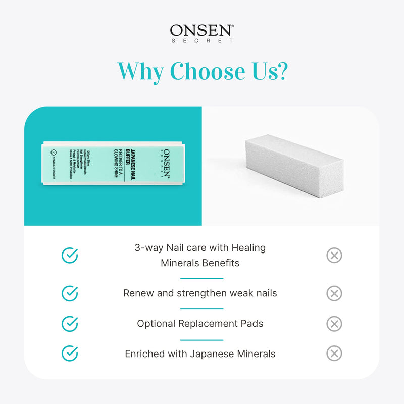 [Australia] - Onsen Secret Professional Nail Buffer, Ultimate Shine Nail Buffing Block w/ 3 Way Buffing Methods (Pack of 3) Japanese Nail Buffer 3 Pack 
