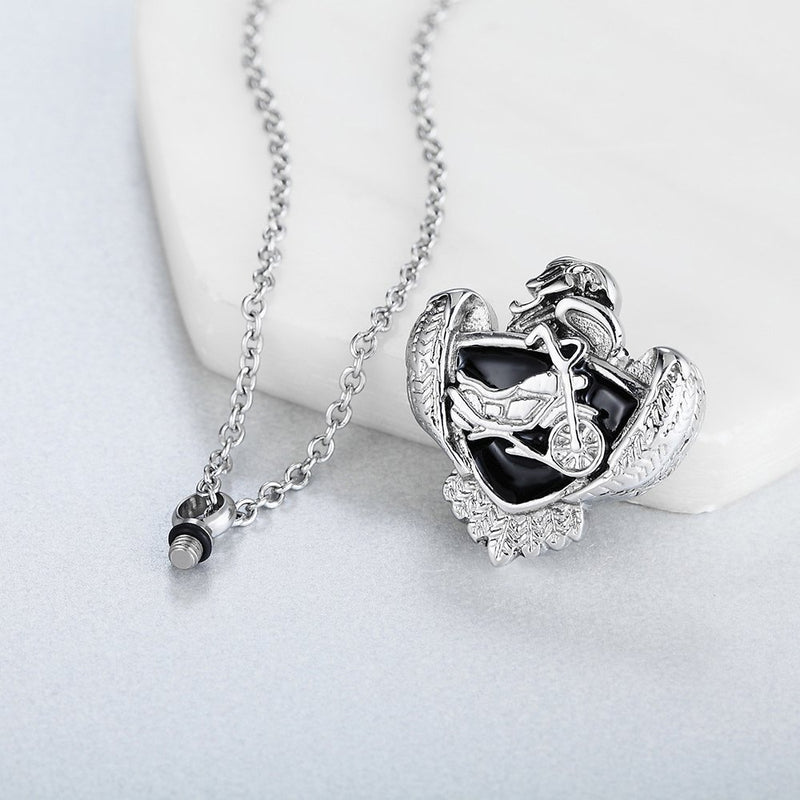 [Australia] - Cremation Jewelry Memorial Ashes Keepsake Urn Necklace Motorcycle Badge Pendant 