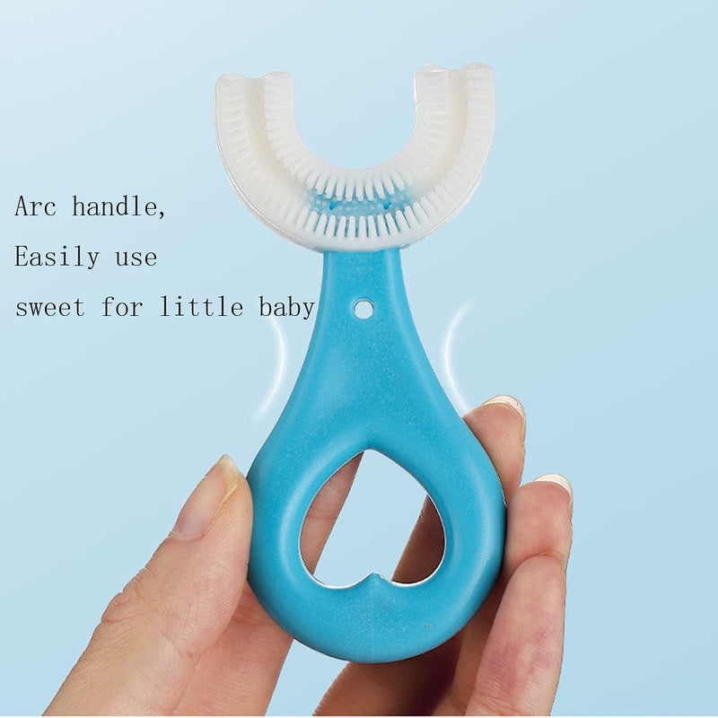 [Australia] - ZALUJMUS 2 Set Kids U-Shaped Whole Mouth Teeth Brush, Silicone Bristles Massage Gums, All-Round Cleaning, Manual (2-6, Blue) 2-6, Blue 