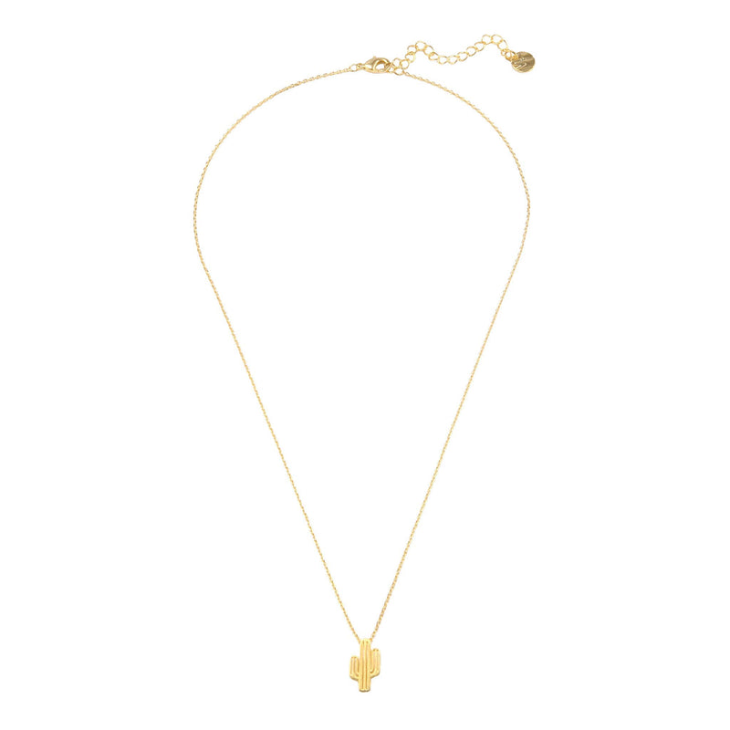 [Australia] - MUSTHAVE Together Cactus 18K Gold Plated Necklace with Message Card, Yellow and White Color, Anchor Chain, Best Gift Necklace, Size 16 inch + 2 inch Extender, Together Cactus Pendant, Gift Card Yellow Gold 