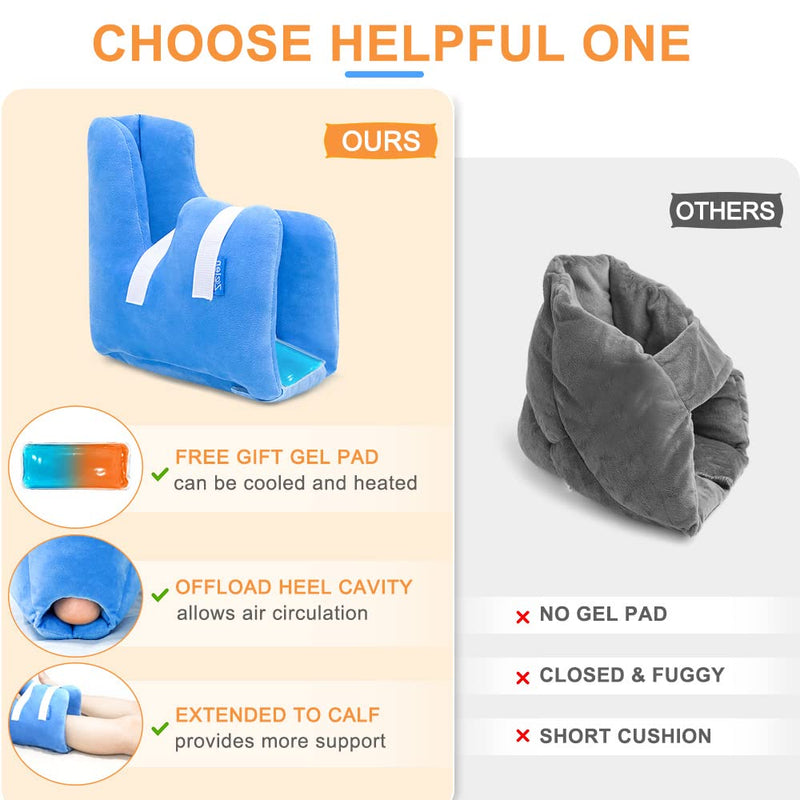 [Australia] - Heel Protector Cushion for Pressure Sores Foot Heel Protectors Offloading Boot for Diabetic Foot Ulcers Heel Protector Pillow for Bed Sores with Cooling Gel Pack Pressure Relieving Cushion 