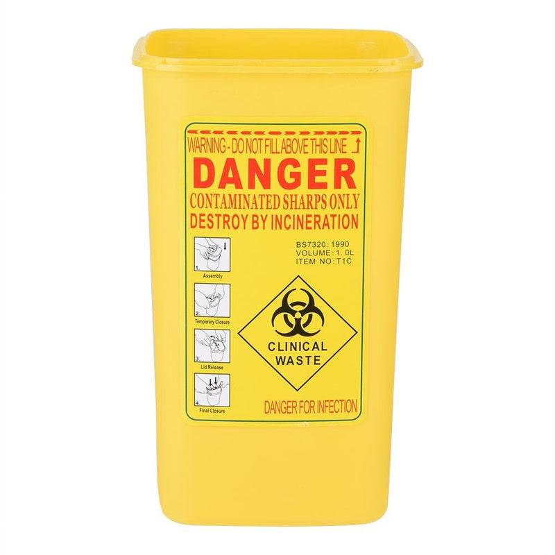 [Australia] - Sharps Bin - Delaman Biohazard Needle Container Disposable Tattoo Medical Plastic Box 1 Litre (Color : Yellow) 