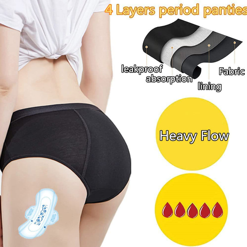 [Australia] - ZVZK Period Panties Heavy Flow 30ML Women Absorbent Leak Proof Panty Pants Menstrual Underwear Briefs Hipster Black 3 Pack L 