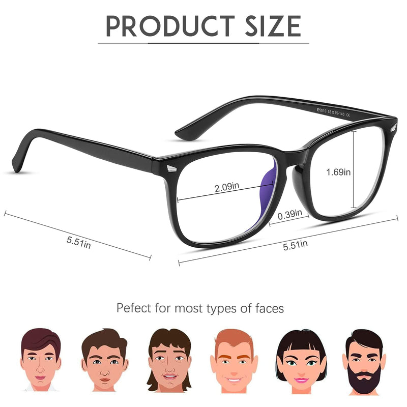 [Australia] - COOLOO Blue Light Blocking Glasses for Anti Headache and Eyes Strain Super Light Weight Computer Gaming Glasses Fashion Accessories，Unisex for Women and Men 01.black 