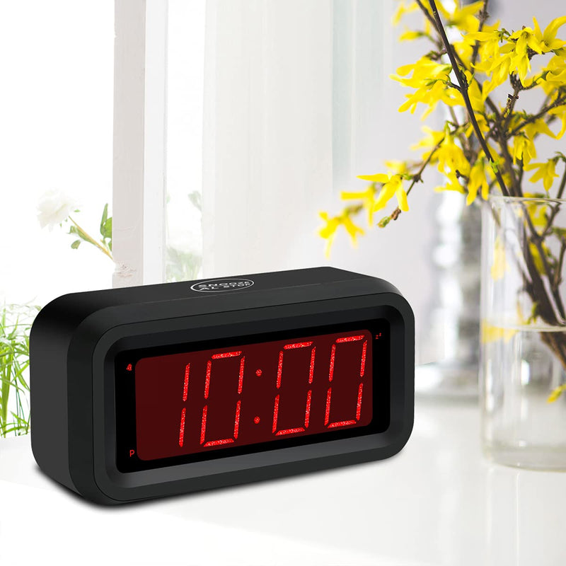 [Australia] - Digital Clock, Battery Operated Clock, Cordless, Small LED Clock, 1.2'' Tall Sparkling Red LED Number Display, Snooze, Alarm Clock for Heavy Sleepers Adults Kids Students Bedroom Bathroom Kitchen Black Sparkling 1.2'' LED 